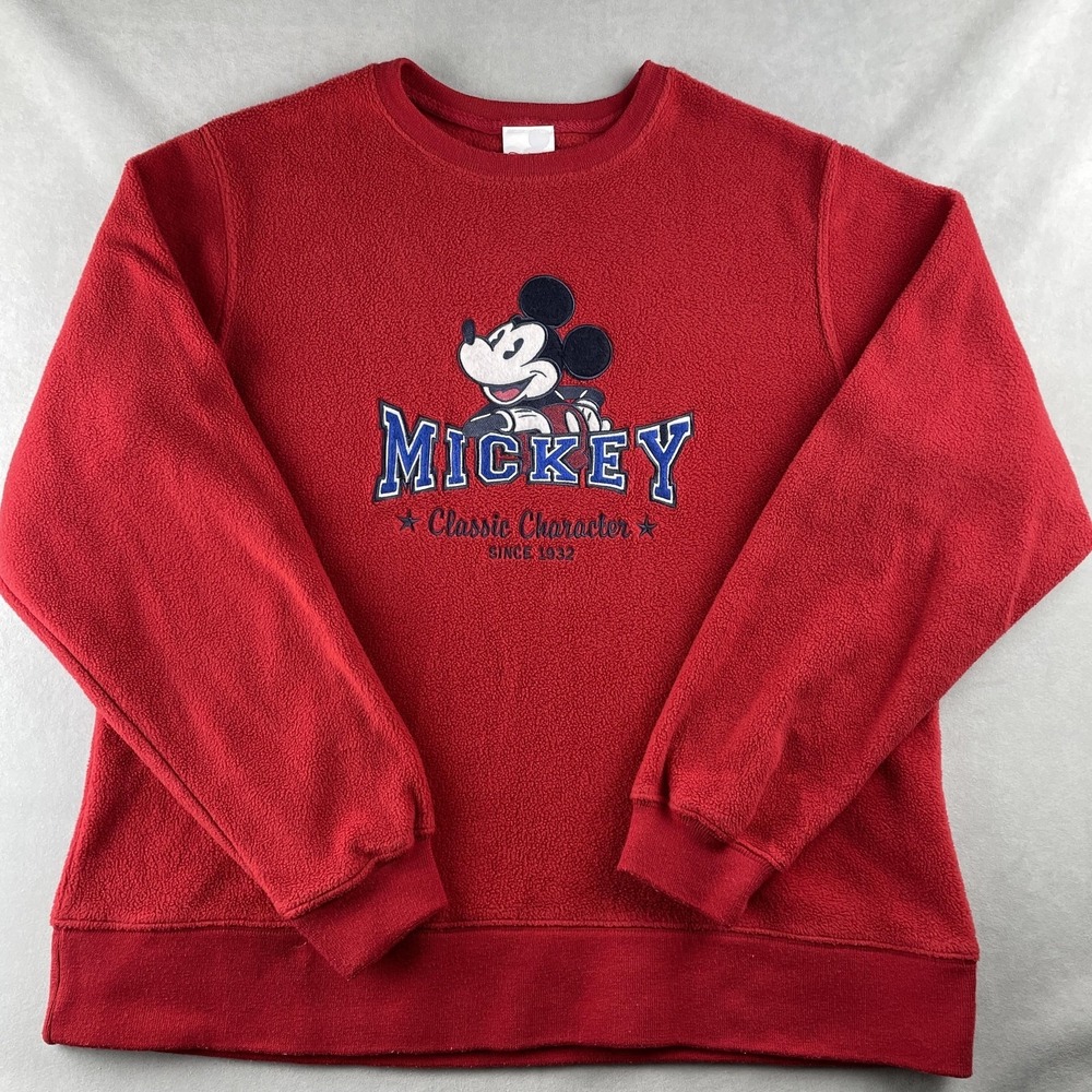 VTG‎ Disney Mickey Mouse Sweatshirt Mens M Fleece Crewneck Embroidered Pullover